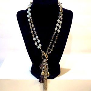 2 strand beaded tassels & charms necklace